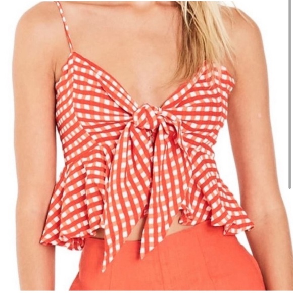 Faithful the Brand red and white gingham top with tassels - Picture 2 of 3